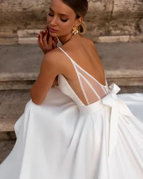 Private Custom V-neck Wedding Dress Секси без гръб elegantes para mujer Abiye сватбена рокля vestidos de новия