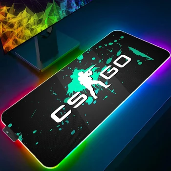 RGB игрови аксесоари подложка за мишка, за играч, на компютърна игра в стил аниме CS GO, гумена подложка за лаптоп, офис клавиатура, противоскользящий led подложка за мишка