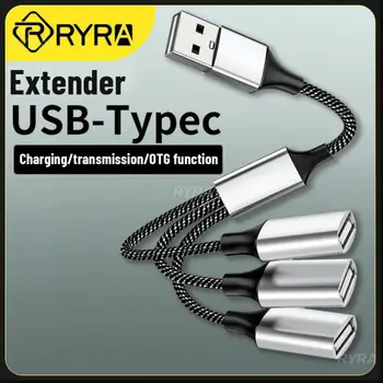 RYRA C USB Hub 4 port Type C Хъб USB 2.0 Ивица на Високоскоростен OTG Адаптер за Преносим Конвертор За PC Компютър, Лаптоп, Телефон