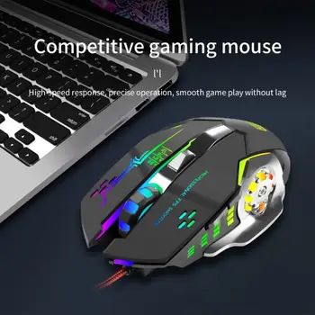RYRA USB Жичен детска мишката 3600 точекнадюйм Регулируема 6 бутон на игрална ергономична мишка с led подсветка за настолни КОМПЮТРИ Аксесоари за преносими компютри Mause