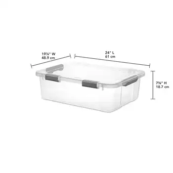 Sterilite 40 Qt. Кутия за съхранение с панти капак, пластмаса, плосък сив, комплект от 6