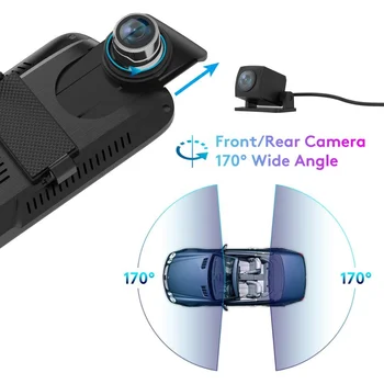 ThiEYE CarView 2 Авто Dvr Камера 10-инчов С двоен Обектив, Full HD 1080P Огледало за Обратно виждане Видеорекордер Регистраторная Видеокамера един dashcam