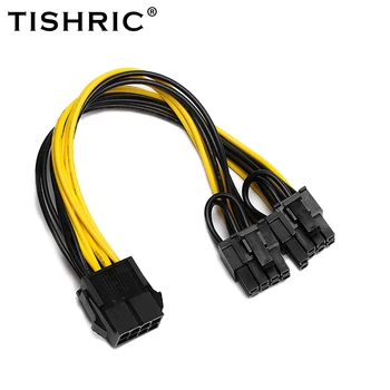 TISHRIC Pcie 8 Pin За Двойно Кабел за захранване PCIE 6 + 2 Pin PCI Express За дънната платка Минната инсталирате Графичен Кабел за захранване PCI-E ВИДЕОКАРТИ За пренос на данни