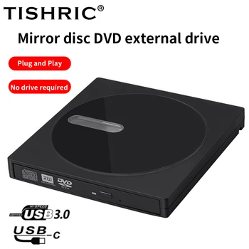 TISHRIC Външен DVD-диск USB 3.0 Type C кабел A31-СУ CD DVD RW записващо Устройство DVD, Щепсела и да играе Оптично устройство За Настолен лаптоп