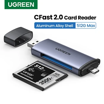 UGREEN Card Reader CFast2.0 USB3.0/Type-C-Карта памет CF за Преносими КОМПЮТРИ iPad Смартфон DSLR Камера HD Видеокамера Метален Корпус