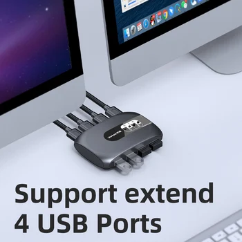 Unnlink USB 3.0 KVM превключвател на 2 или 4 компютъра съвместно използват 4 USB клавиатура, мишка, принтер, U-диск