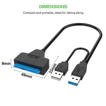USB 3.0/USB2.0 22Pin кабел-адаптер за 2,5/3,5-инчов SSD HDD, конвертор на външен твърд диск с висока скорост