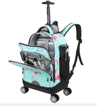 Weishengda 18-инчов раница на колела за училище раница, раници за количка, чанта за количка за тийнейджъри, училищни чанти за багаж с колела