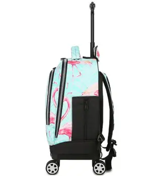 Weishengda 18-инчов раница на колела за училище раница, раници за количка, чанта за количка за тийнейджъри, училищни чанти за багаж с колела