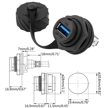 Y1UB USB 2.0 жак за контакти, адаптер за монтаж на панел, директен водоустойчив конектор IP67 с капак