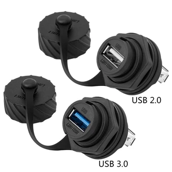 Y1UB USB 2.0 жак за контакти, адаптер за монтаж на панел, директен водоустойчив конектор IP67 с капак