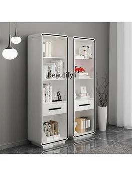 yj Италиански минималистичен висок библиотеката Комбинация библиотечка Прост, модерен шкаф за Домашно шкаф за съхранение