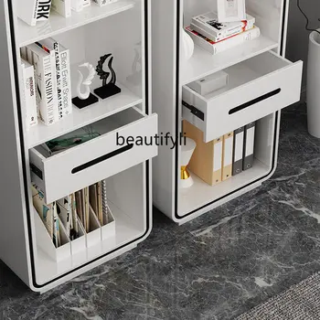 yj Италиански минималистичен висок библиотеката Комбинация библиотечка Прост, модерен шкаф за Домашно шкаф за съхранение