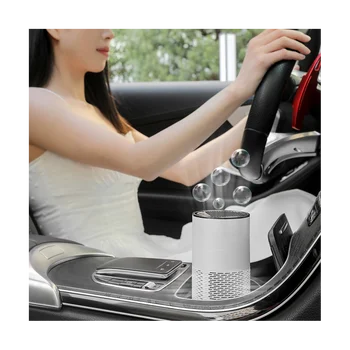 Автомобилен пречиствател на въздуха за дома, Hepa филтри, тенис на пречистване, USB-волтова батерия за преносим въздушния филтър, дифузор-сив