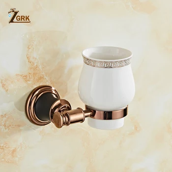 Аксесоари за баня ZGRK розово-златист цвят, набор, издълбани консумативи от медна сплав, с монтиран на стената набор от принадлежности за баня,