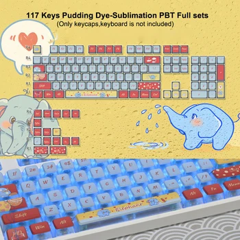 АСК Pudding Keycap 117 Клавиши PBT Пълен Набор от Бои Sub Keycaps за Студентска Компютърна клавиатура САМ Ръчна Детска Клавиатура