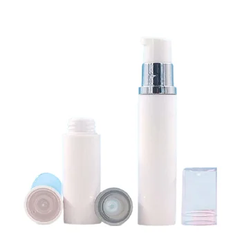 Безвоздушные бутилки 5 мл 10 мл 15 мл от бяла пластмаса за еднократна употреба, една малка извадка от грим, 30 бр., е вакуумно бутилка за есенции, емулсия и лосион