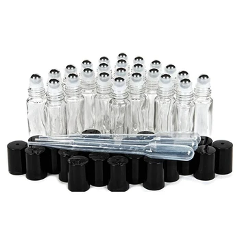 Безплатна доставка-24 бр. x 10 ml стъклени флакони за суроватка, контейнер за дезодорант, 10-кубовая роликовая бутилка за етерични масла, парфюми