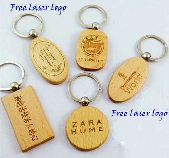 Безплатно лого 500 бр. Празна кръгла правоъгълна дървена ключодържател Сам Рекламни дървени ключодържатели за ключове, етикети за ключове, рекламни подаръци