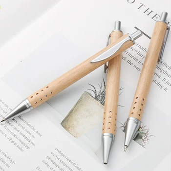 Благородна нова химикалка писалка 0,7 мм, дървена химикалка химикалка с черно мастило на 24 дупки, студентски подарък, канцеларски материали, ученически пособия