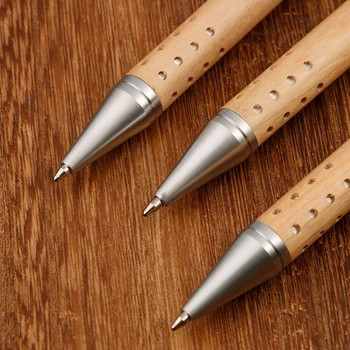 Благородна нова химикалка писалка 0,7 мм, дървена химикалка химикалка с черно мастило на 24 дупки, студентски подарък, канцеларски материали, ученически пособия