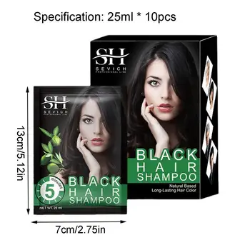 Быстрорастворимый шампоан за черна коса 10шт быстрорастворимый шампоан за черна коса, за мъже и жени Натурални съставки быстрорастворимая боя за черна коса