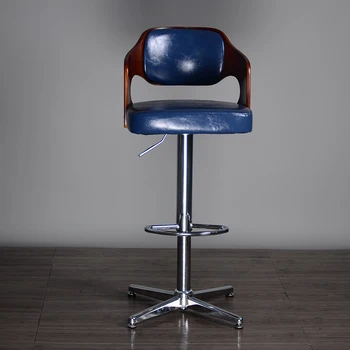 Високи Дизайнерски Бар Столове Nordic Luxury Ротационни Регулируеми По Височина Офис Бар Столове с Дървена Минималистичная Бар Мебели Cadeira XY50BC