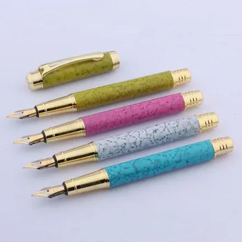 висококачествен мрамор каллиграфическая писалка с мастило матово син цвят, канцеларски материали, ученически пособия за писане, новост