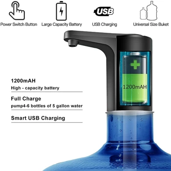 Вода опаковка за 5 литра - Водна помпа за 5-галлонной бутилки, кана за вода, USB акумулаторна Универсална автоматично