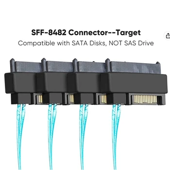 Вътрешен кабел за предаване на данни от твърди дискове Mini SAS с 36 контакти СФФ-8087 на 4 СФФ-8482 SATA 7+ 15Pin Кабел за прехвърляне на данни от 15-Контактни Конектори за захранване SATA Контролер