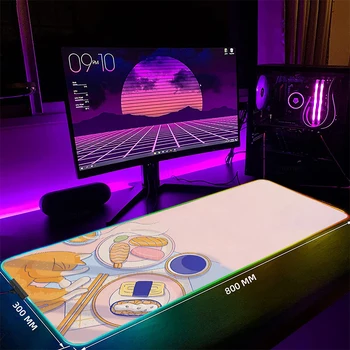 Големи led настолни подложки XXL RGB компютърен подложка за мишка Сладък 90x40 см подложка за клавиатура с подсветка Тенис на мат за геймъри Светещи подложки за мишки 