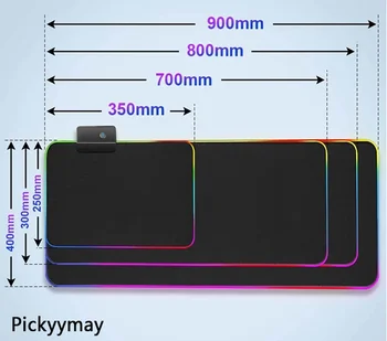 Големи led настолни подложки XXL RGB компютърен подложка за мишка Сладък 90x40 см подложка за клавиатура с подсветка Тенис на мат за геймъри Светещи подложки за мишки 