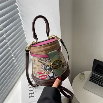 Дамска кожена чанта-месинджър с графити 2023, висококачествена дизайнерска чанта през рамо, луксозна чанта
