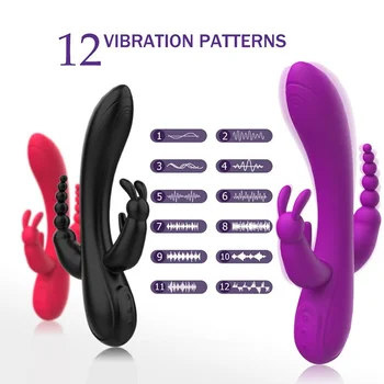 Дилдо, вибратор, секс играчки за жени, 12 режими, вагинално-анален масажор, точка G, стимулация на клитора, мастурбатор, USB, акумулаторна батерия