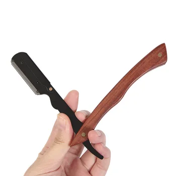 Директен бръснач Професионален фризьорски бръснач за мъже нож с един ръба на Дървена сгъваема бръснач за бръснене