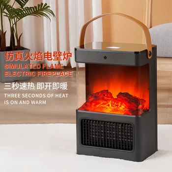 Електрически нагревател, 3D огледален камина, имитация на стъкло, пламък, електрическа камина, капачката на радиатора за всекидневната, декоративен вентилатор отопление
