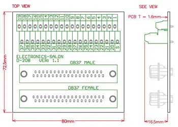 ЕЛЕКТРОНИКА за Монтиране на DIN-шина В САЛОНА D-SUB DB37, интерфейсен модул с конектор D-SUB DB37, разделителната такса DSUB.