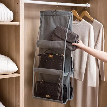 За гардероб Прозрачна чанта за съхранение на окачен чанта органайзер задвижваната с закачалка чанта стенни прозрачна чанта за обувки