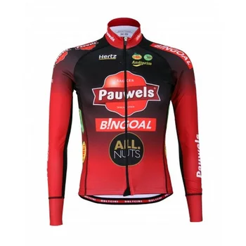 Зимна руното термо-майк PAUWELS BINGOAL TEAM 2023 за велоспорта, велосипедна дрехи с дълъг ръкав и нагрудниками Ropa Ciclismo