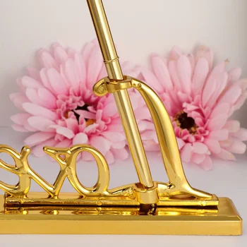Златния държач за химикалки, сватбена химикалка за подпис с позлатените метални притежател на Любовта, комплект дръжки за партита (злато)