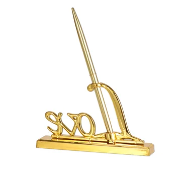 Златния държач за химикалки, сватбена химикалка за подпис с позлатените метални притежател на Любовта, комплект дръжки за партита (злато)