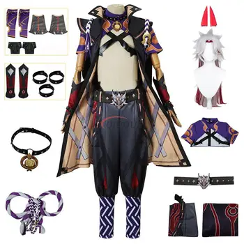 Играта Genshin Impact Аратаки Итто, костюм за cosplay, перука, пълен комплект дрехи за ролеви игри, унисекс, съоръжения