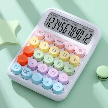 Калкулатор в стил пишеща машина Кръгъл бутон на Голям екран Портативен лесен за използване калкулатор за офис училища у дома