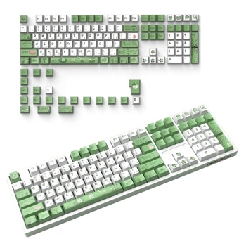 Капачки за ключове 129 бр., зелени капачки за ключове, OEM, пълен комплект, капачка за ключове, боядисан с боя, мазнина за PBT за геймърска механична клавиатура