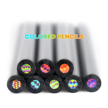 Комплект Цветни Моливи С Черна Дървена Дръжка от 8 Части, Многофункционален Инструмент За Рисуване, Живопис