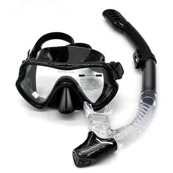 Маска за гмуркане HEALLOR с широк преглед, силиконова диафрагма, трехлинзовая панорамна маска за гмуркане, джоб за маска за гмуркане за възрастни