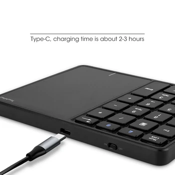 Мини 2.4 G Bluetooth клавиатура Цифровата клавиатура 22 клавишите на цифровата клавиатура със сензорен панел за Windows, IOS и Android