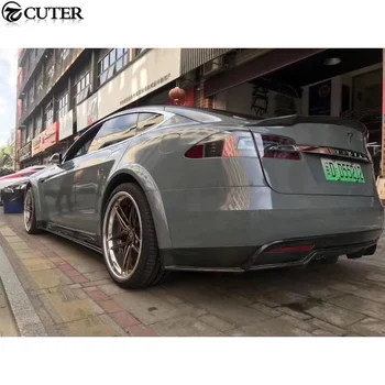 Модел s От Въглеродни Влакна Frp Предната Устна Странични Прагове Дифузер на Задната Броня Заден Спойлер за Tesla Model s Широк Автомобилен Бодикит 2014 2015