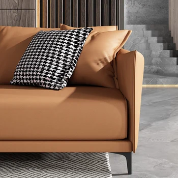 Модерен и луксозен диван от дизайнерската на кожата, италиански и кът за отдих, ретро диван за хол, японската мебели за дома, Muebles