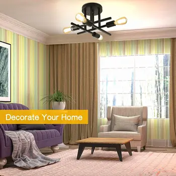 Модерна проста полилей, тавана лампа в ретро-индустриален стил за хол, спалня, креативно декорация на дома, осветителни тела